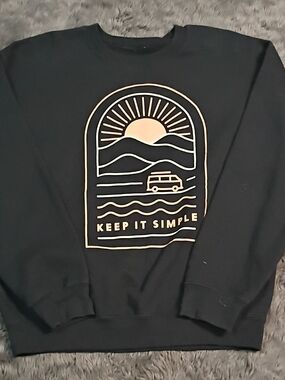 Threadless Black Tee with Cream Logo Print